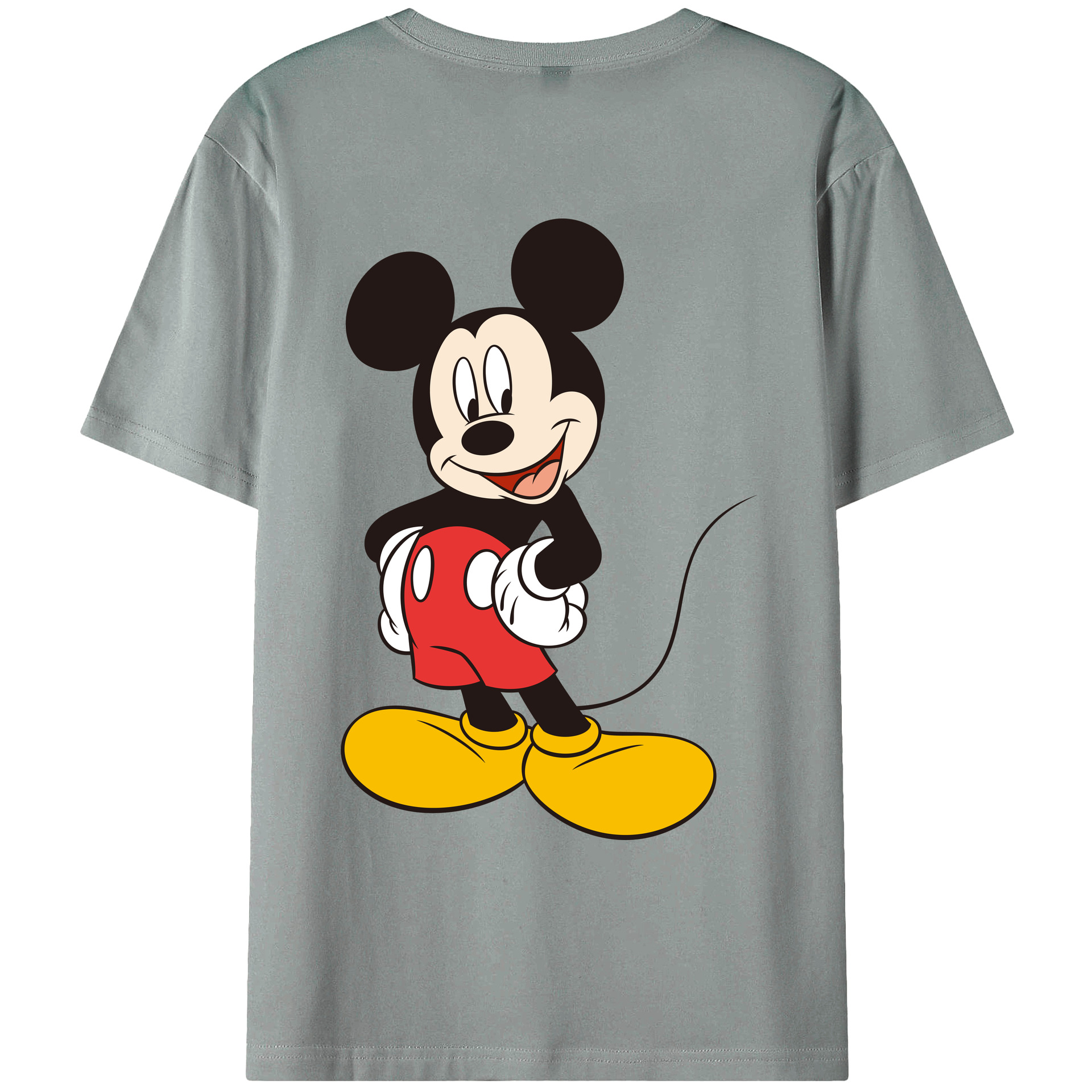 ミッキーマウス Mickey Mouse 綿100％ メンズ半袖Tシャツ（バックプリント） 通気性